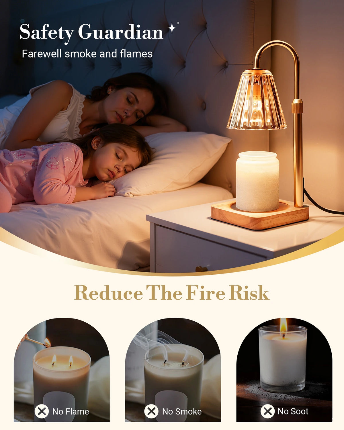 Marycele Amber Candle Warmer Lamp with Timer & Dimmer – Adjustable Height