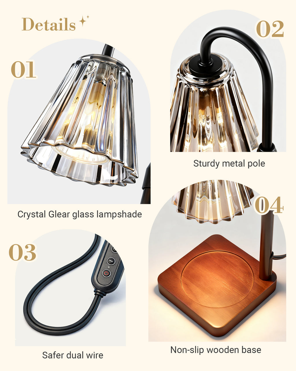 Marycele Black Candle Warmer Lamp with Timer & Dimmer – 50W Halogen Flameless Candle Melting Lamp, Adjustable Height for Jar Candles, Home Fragrance & Bedroom Décor