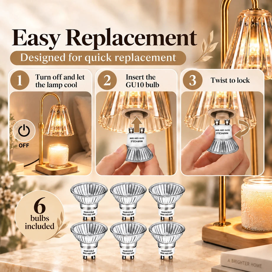 Marycele GU10 Halogen Replacement Bulbs for Candle Warmer Lamps – Dimmable
