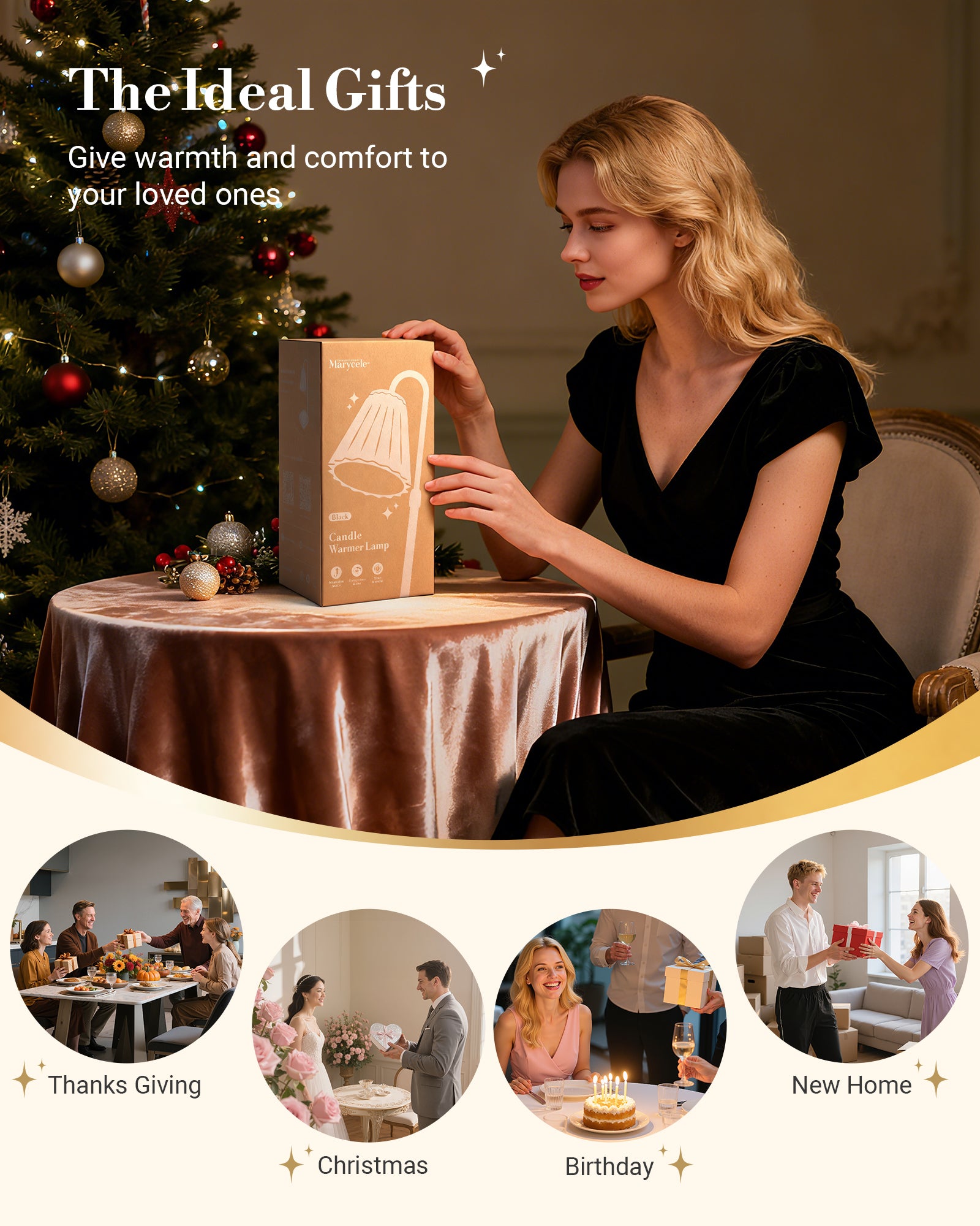 Marycele Black Candle Warmer Lamp with Timer & Dimmer – 50W Halogen Flameless Candle Melting Lamp, Adjustable Height for Jar Candles, Home Fragrance & Bedroom Décor