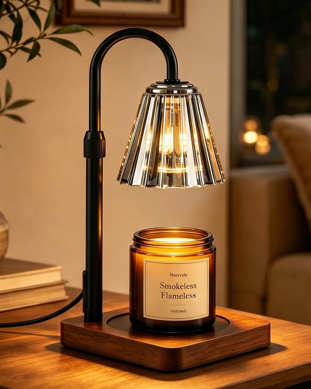 Marycele Black Candle Warmer Lamp with Timer & Dimmer – Adjustable Height