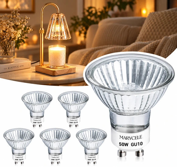 Marycele GU10 Halogen Replacement Bulbs for Candle Warmer Lamps – Dimmable