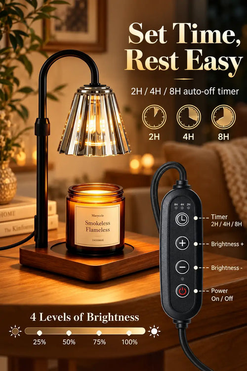Marycele Black Candle Warmer Lamp with Timer & Dimmer – Adjustable Height