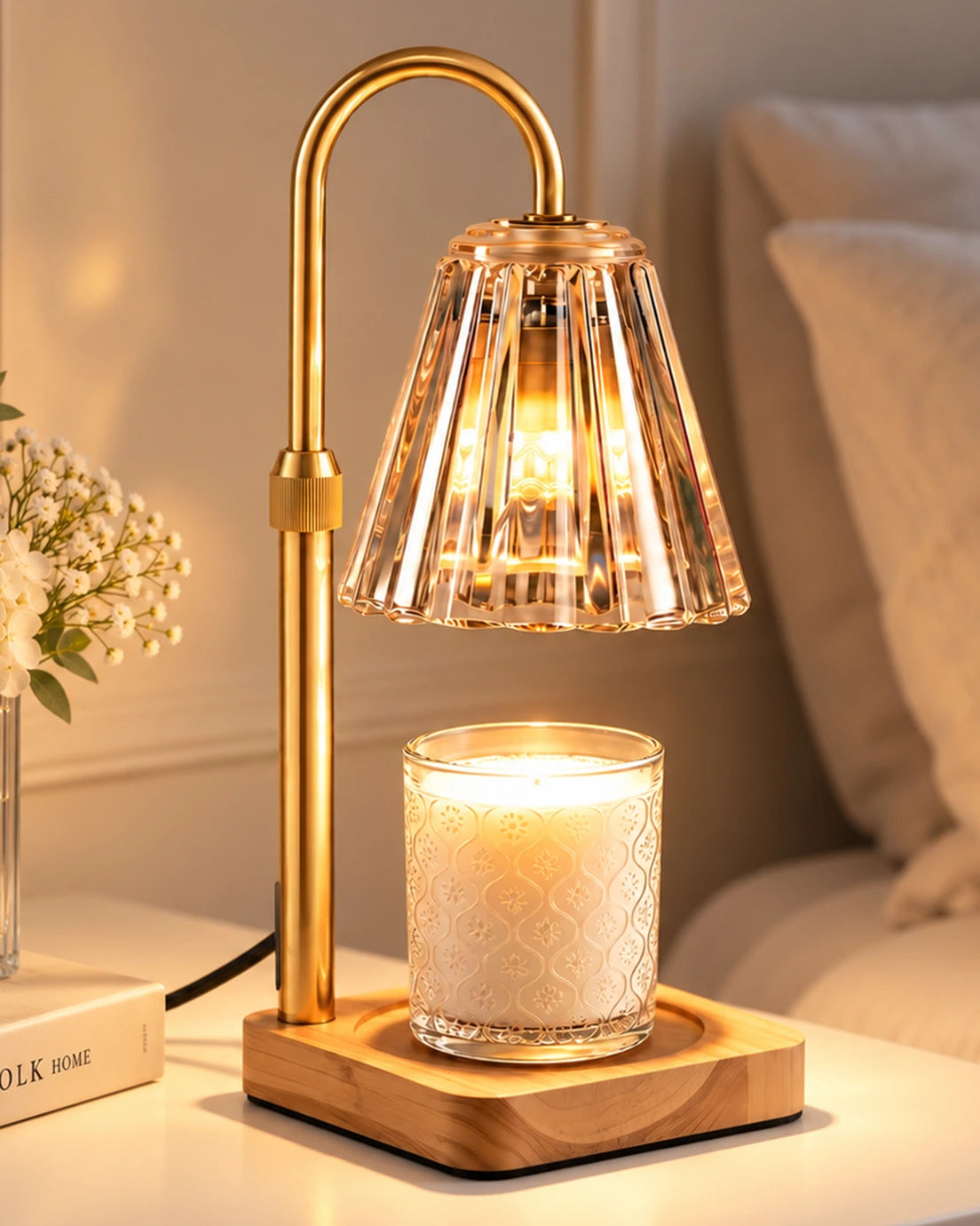 Marycele Candle Warmer Lamp with Timer & Dimmer – Clear Glass, Adjustable Height