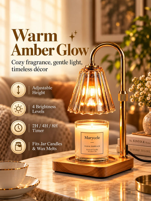 Marycele Amber Candle Warmer Lamp with Timer & Dimmer – Adjustable Height