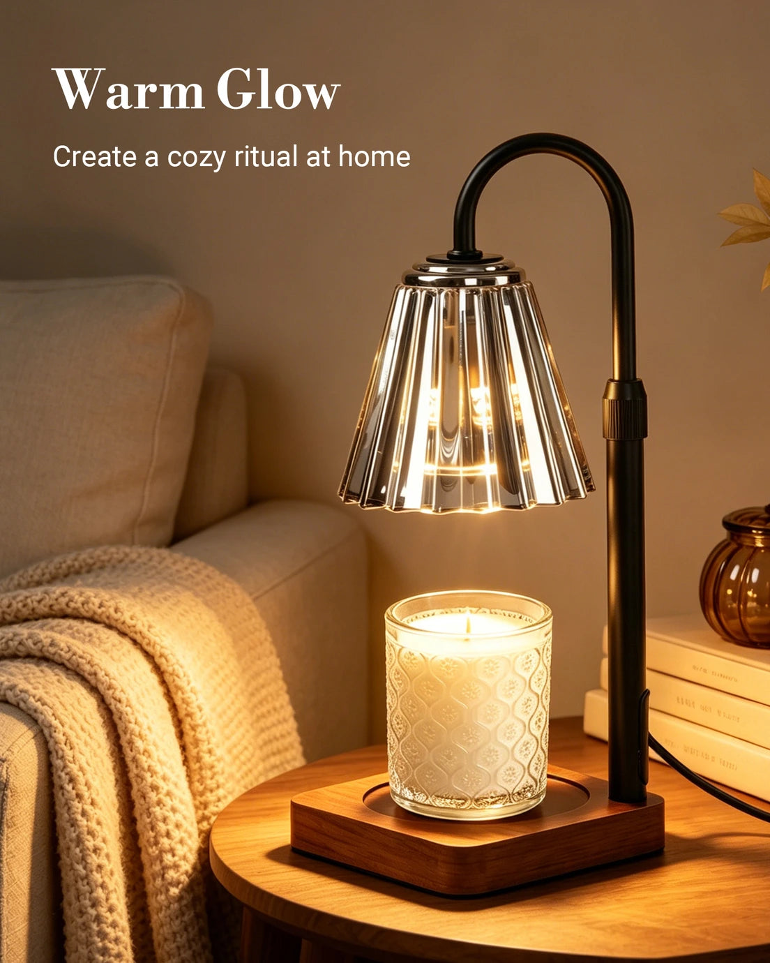 Marycele Black Candle Warmer Lamp with Timer & Dimmer – Adjustable Height
