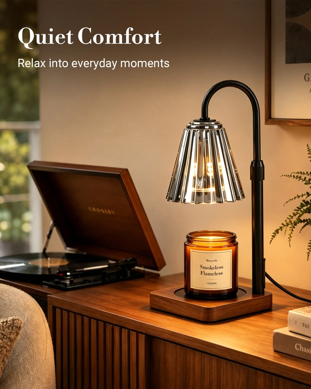 Marycele Black Candle Warmer Lamp with Timer & Dimmer – Adjustable Height