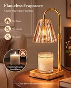 Marycele Candle Warmer Lamp with Timer & Dimmer – Clear Glass, Adjustable Height