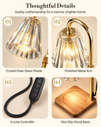 Marycele Candle Warmer Lamp with Timer & Dimmer – Clear Glass, Adjustable Height