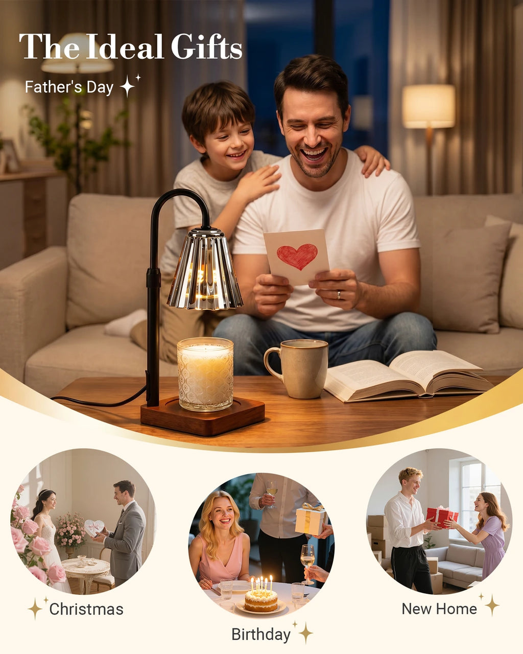 Marycele Black Candle Warmer Lamp with Timer & Dimmer – Adjustable Height