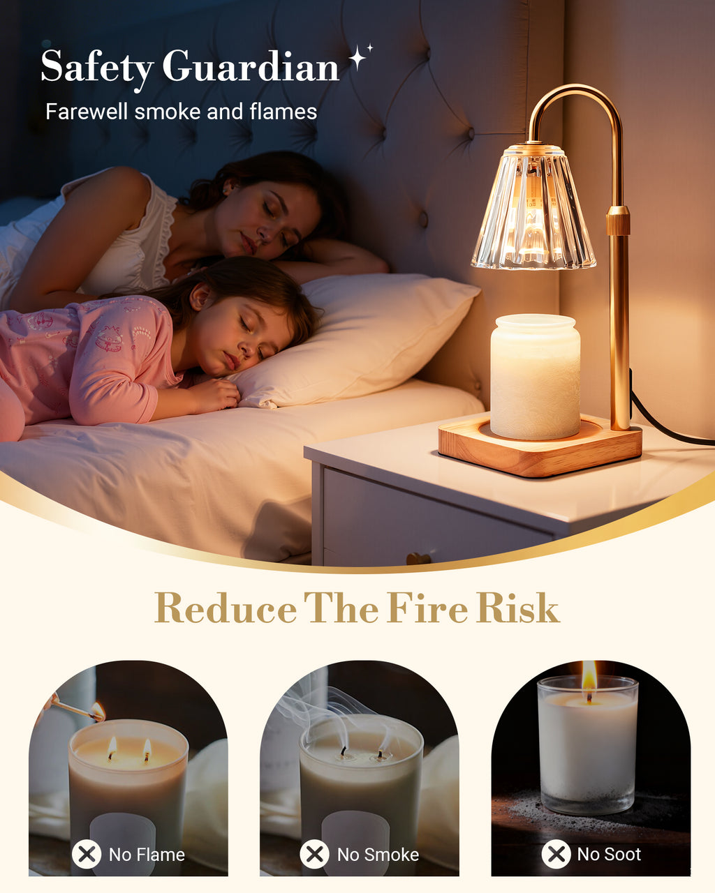 Marycele Candle Warmer Lamp with Timer & Dimmer – 50W Halogen No‑Flame Candle Melting Lamp, Fits Jar Candles up to 7 Inch, Adjustable Height for Home Fragrance & Bedroom Décor