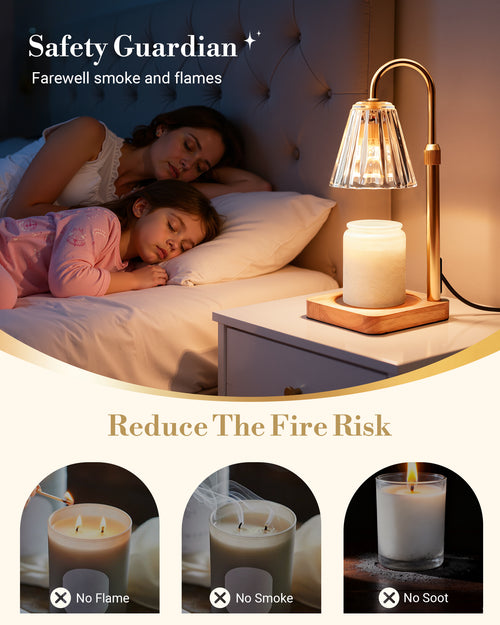 Marycele Candle Warmer Lamp with Timer & Dimmer – 50W Halogen No‑Flame Candle Melting Lamp, Fits Jar Candles up to 7 Inch, Adjustable Height for Home Fragrance & Bedroom Décor