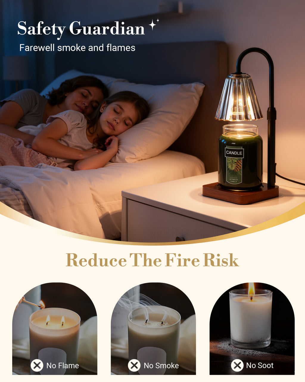 Marycele Black Candle Warmer Lamp with Timer & Dimmer – 50W Halogen Flameless Candle Melting Lamp, Adjustable Height for Jar Candles, Home Fragrance & Bedroom Décor
