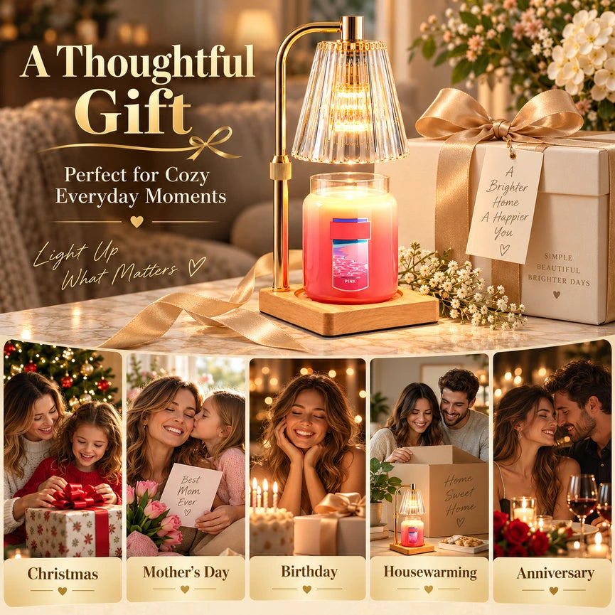 Marycele Candle Warmer Lamp with Timer & Dimmer – Clear Glass, Adjustable Height